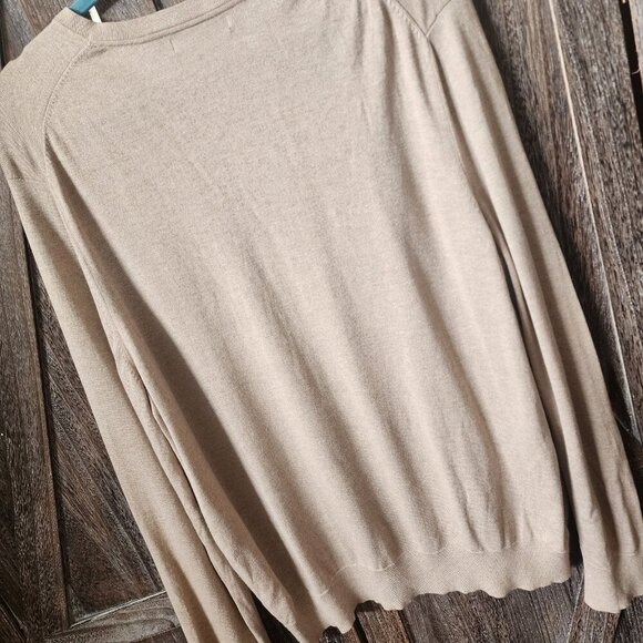 Men's Banana Republic‎ V-Neck Tan Sweater Silk Cotton Cashmere Blend Size XL EUC - Picture 6 of 9